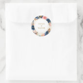 Wild Elegance | Navy Blush & Gold Wedding Ronde Sticker (Tas)
