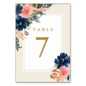 Wild Elegance | Navy Blush & Gold Wedding Table Nu Kaart (Voorkant)