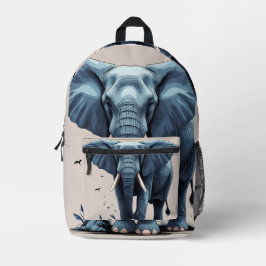 Wild Elephant Backpack, Animal Print School Travel Bedrukte Rugzak