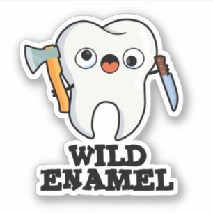 Wild Email Grappige Wilde Dieren Tand Pun Sticker