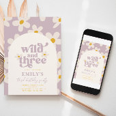 Wild en Drie Daisy Verjaardag Uitnodiging