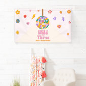 Wild en Drie Disco Ball 3e Verjaardagsfeestje Spandoek (Insitu)