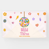 Wild en Drie Disco Ball 3e Verjaardagsfeestje Spandoek (Horizontaal)