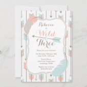 Wild en Drie Tribal Pijlen Derde Verjaardagsfeest Kaart (Voorkant)