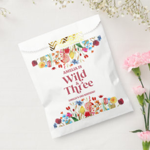 Wild en Drie Wildflower Derde 3e Verjaardagsfeest Bedankzakje