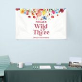 Wild en Drie Wildflower Derde 3e Verjaardagsfeest Spandoek (Beurs)