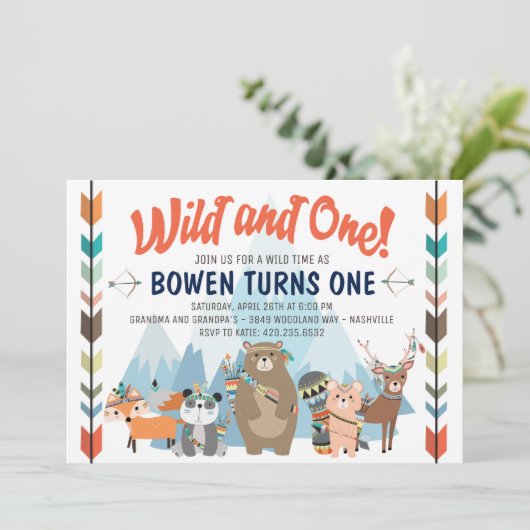 Wild en een verjaardag uitnodiging (Staand voorkant)
