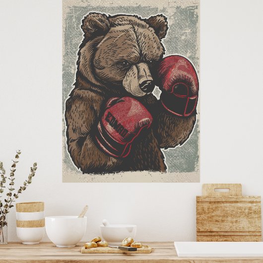 Wild en Fierce Boksen Beer Poster (Keuken)