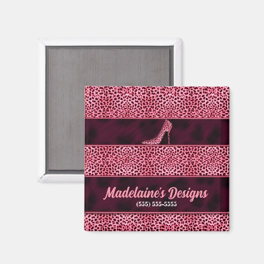 Wild en Girly Pink Cheetah Print Magneet (Voorkant / Achterkant)