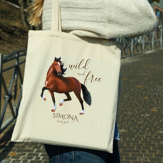 Wild en gratis bruin hackney paard meisjes feest c tote bag