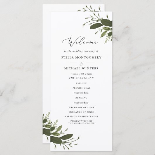 Wild en groen huwelijksprogramma programma (Voorkant / Achterkant)