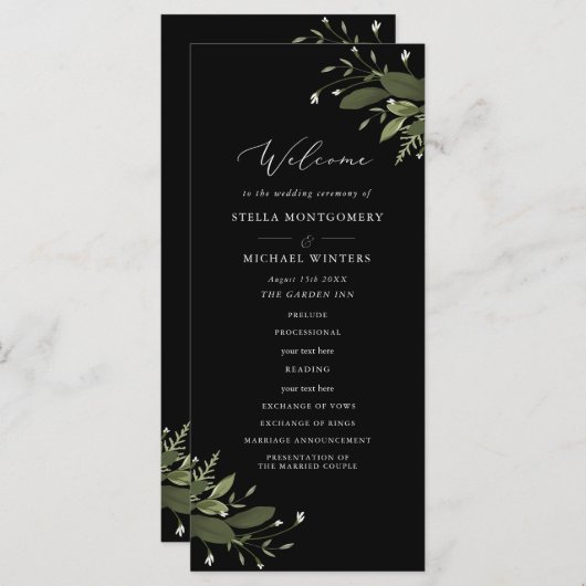 Wild en groen huwelijksprogramma programma (Voorkant / Achterkant)