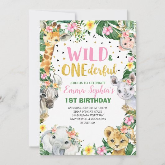 Wild en Onederful 1st Birthday Safari Oerwoud Kaart (Voorkant)
