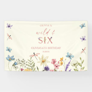 Wild en Six Wildflower 6de verjaardagsfeestje Spandoek