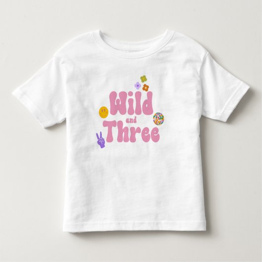 Wild en Three Retro 70's 3e Verjaardag Roze Kinder Shirts (Voorkant)