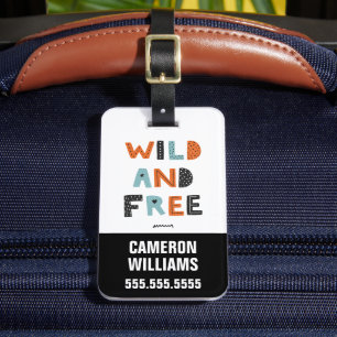 Wild en vrij Doodle Letters Bagagelabel