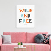 Wild en vrij | Doodle Letters Canvas Afdruk (Insitu (Woonkamer))