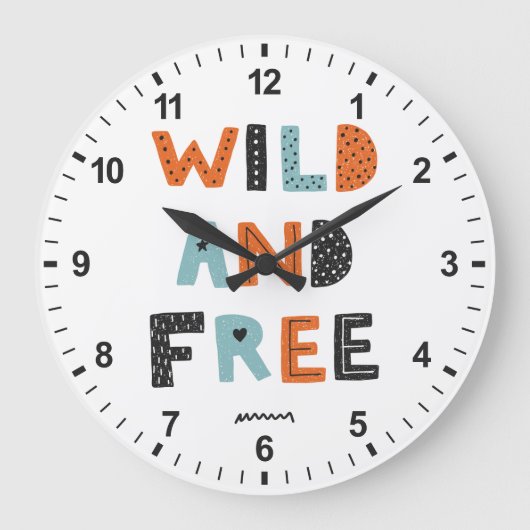 Wild en vrij | Doodle Letters Grote Klok (Voorkant)