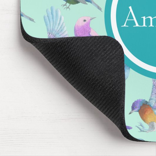 Wild Exotic Birds Waterverf Pattern Personalized Muismat (Hoek)