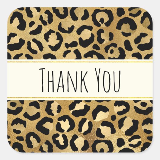 Wild & Exotic Leopard Print Patroon Hartelijk dank Vierkante Sticker (Voorkant)