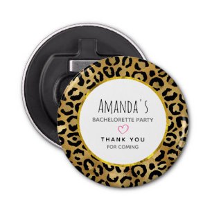 Wild & Exotic Leopard Print Pattern Bachelorette Button Flesopener