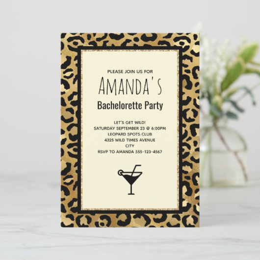 Wild & Exotic Leopard Print Pattern Bachelorette Kaart (Staand voorkant)