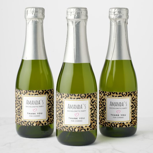 Wild & Exotic Leopard Print Pattern Bachelorette Sparkling Wijnetiket (Flessen)