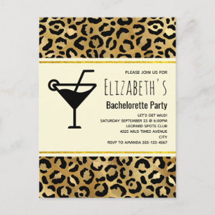 Wild & Exotic Leopard Print Pattern Bachelorette Uitnodiging Briefkaart