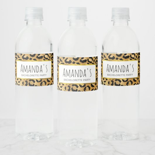Wild & Exotic Leopard Print Pattern Bachelorette Waterfles Etiket (Flessen)