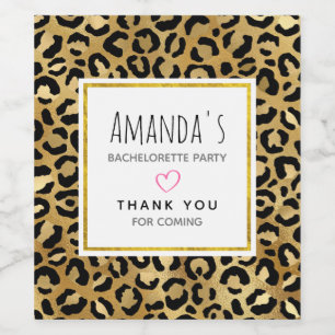 Wild & Exotic Leopard Print Pattern Bachelorette Wijn Etiket
