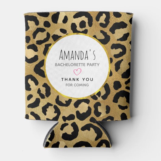 Wild & Exotische Leopard Print Patroon Bachleorett Blikjeskoeler (Voorkant)