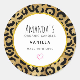 Wild & Exotische Leopard Print Patroon Kaars Zeep Ronde Sticker