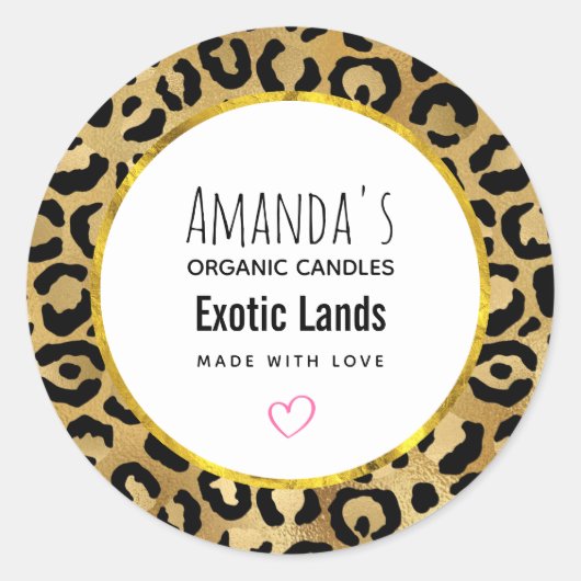 Wild & Exotische Leopard Print Patroon Kaars Zeep Ronde Sticker (Voorkant)