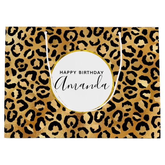 Wild & Exotische Leopard Print Patroon Verjaardag Groot Cadeauzakje (Voorkant)