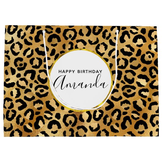 Wild & Exotische Leopard Print Patroon Verjaardag Groot Cadeauzakje (Achterkant)
