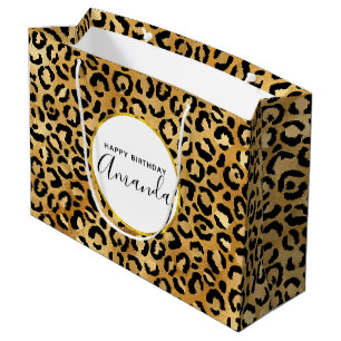 Wild & Exotische Leopard Print Patroon Verjaardag Groot Cadeauzakje