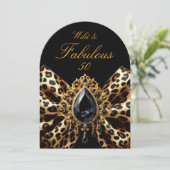 Wild Fabulous 50 Verjaardag Leopard Bow Black Jewe Kaart (Staand voorkant)