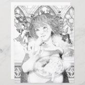 Wild Fairy Witch Coloring Page Paper (Voorkant / Achterkant)