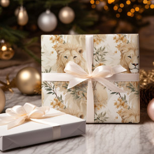 Wild Feestdagen Safari Lion Christmas Cadeaupapier