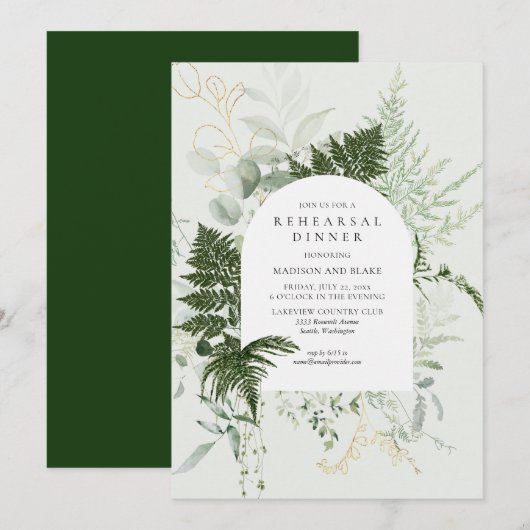 Wild Fern Greenery Forest Wedding Rehearsal Dinner Kaart (Voorkant / Achterkant)