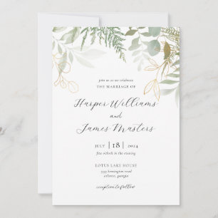 Wild Fern Greenery Wedding Kaart