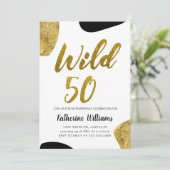 Wild Fifty Gold Animal Motif Party Invitation (Debout devant)