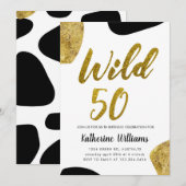 Wild Fifty Gold Animal Motif Party Invitation (Devant / Derrière)