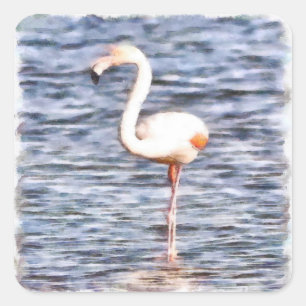Wild Flamingo Vierkante Sticker