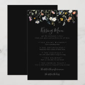 Wild Floral Black Mariage Kissing Menu Carte de je (Devant / Derrière)