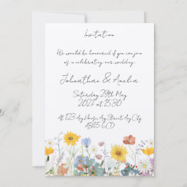 Wild floral Customisable Wedding Invitation  Kaart