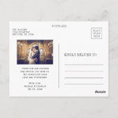 Wild Floral Green Foliage Weduwfoto Hartelijk dank Briefkaart (Achterkant)