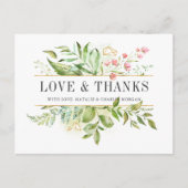 Wild Floral Green Foliage Weduwfoto Hartelijk dank Briefkaart (Voorkant)