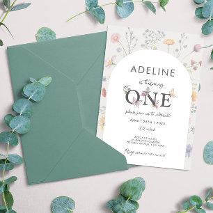 Wild Floral Lijst Wildflower 1e Verjaardag Meisje Kaart