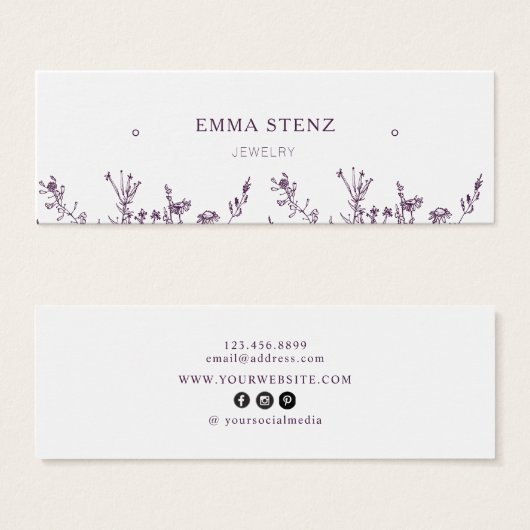 Wild Floral · Oorbel Hoops Studs Display Kaart (Voorkant /achterkant)